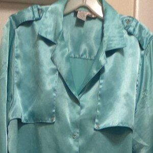 Chance Encounters Turquoise,  Button Down,  Medium Top